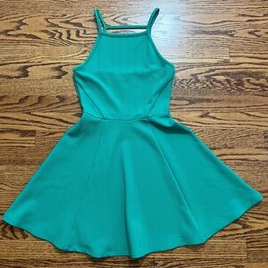 Divided Teal Fit-and-Flare Tank Dress
